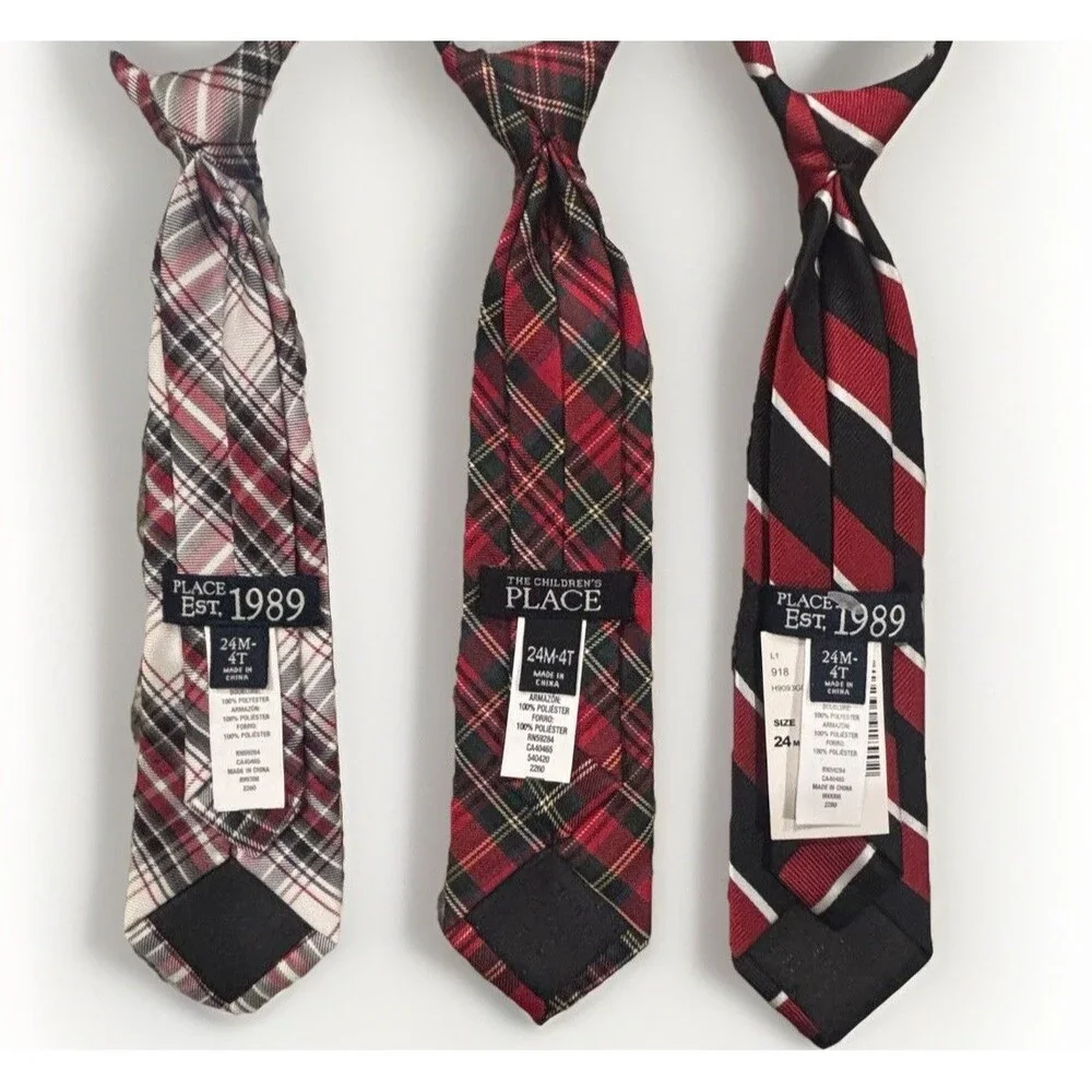 Childrens Place Neck Tie Lot Of 3 Boys, Pre-tied Adjustable Church & Christmas